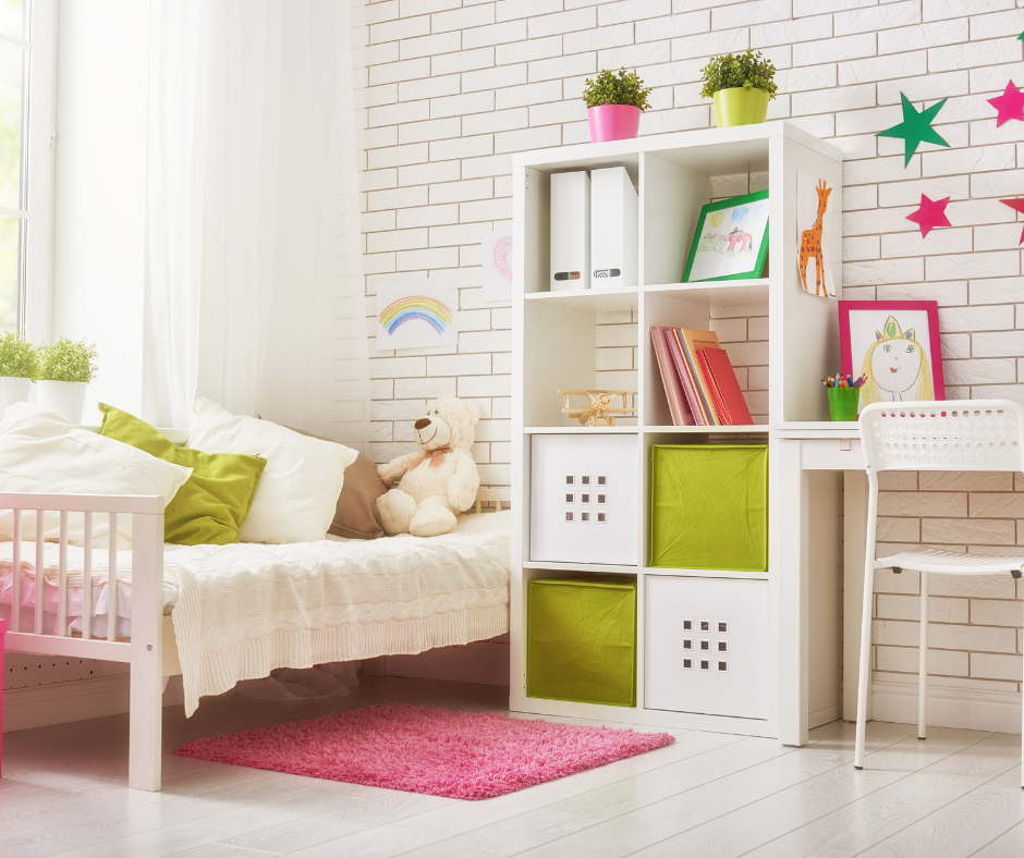 Storage Solutions For Children's Bedrooms Bed and Open Shelf Cabinet