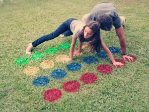 People playing lawn twister